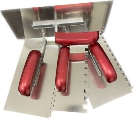 Contoo - Zahnkelle Maurerkelle Set 4 St. 280x130 holzgriff Glättekelle + 6,8,10mm