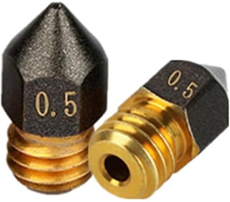2 Stück 3D-Druckerzubehör MK8 Vulkanische Messingdüse - 0,5 / 1,75 mm für 1,75 mm Ender3 Pro CR10/S