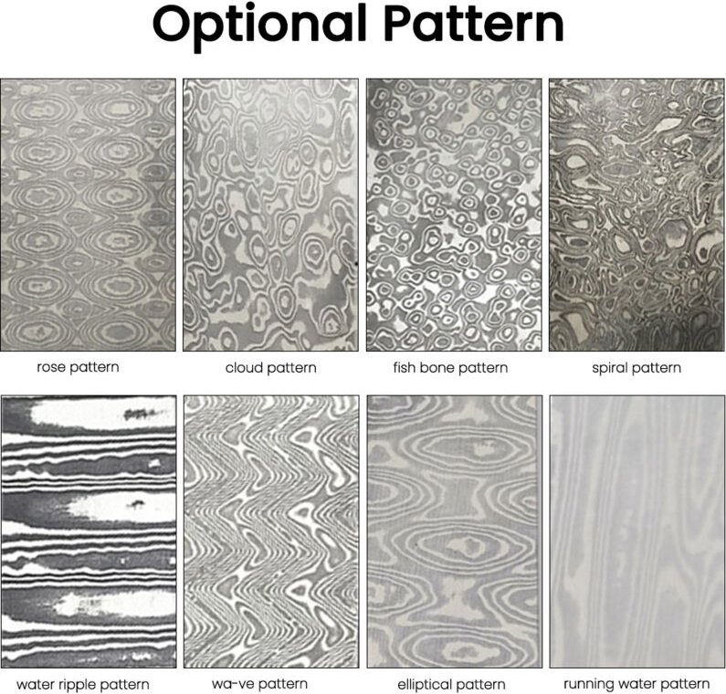 Damaskus Stahl -Billet -gemusterte Schneiderembryo -Schmiedensmaterialien für diy -Mehrzweckmaterial geglättet - Decdeal