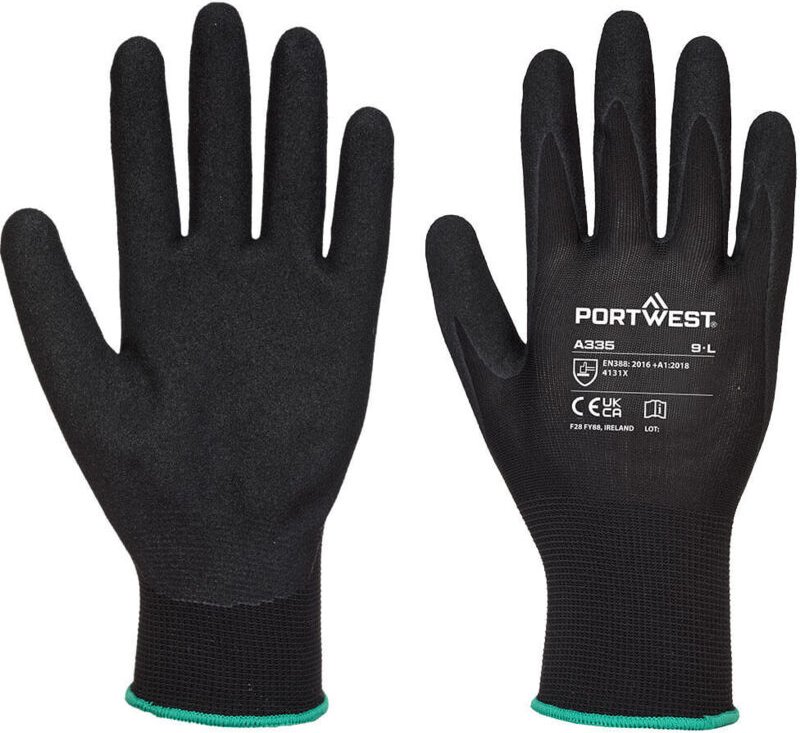 Dermi-Grip NPR15 Nitril-Schlammhandschuhe Schwarz XL - Größe 10