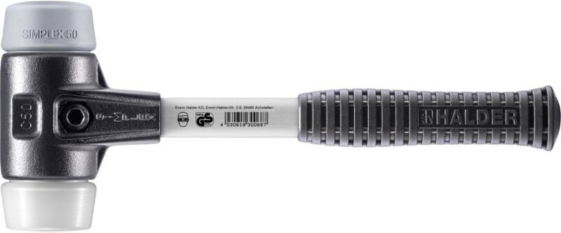 SIMPLEX-Schonhammer, TPE-mid / Superplastik mit verstärktem Tempergussgehäuse und Fiberglasstiel D=50 mm 3737.050