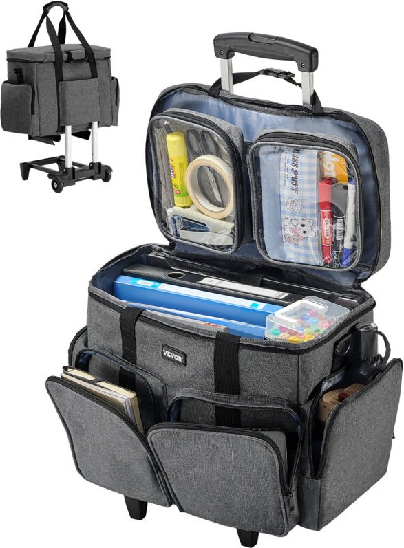 VEVOR Laptop Trolley 43x21x41 cm, passend für Laptops bis zu 39,6 cm (15,6 Zoll), Aktenkoffer, Notebook Trolley mit Tele...