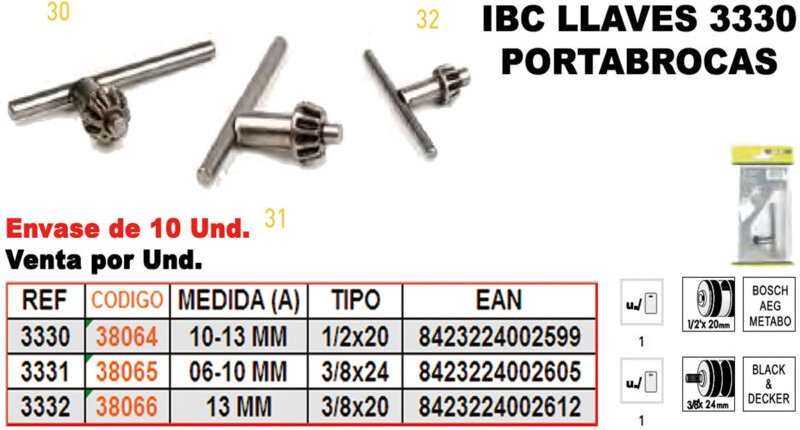 IBC Bohrfutterschlüssel 3/8x24 6-10 mm