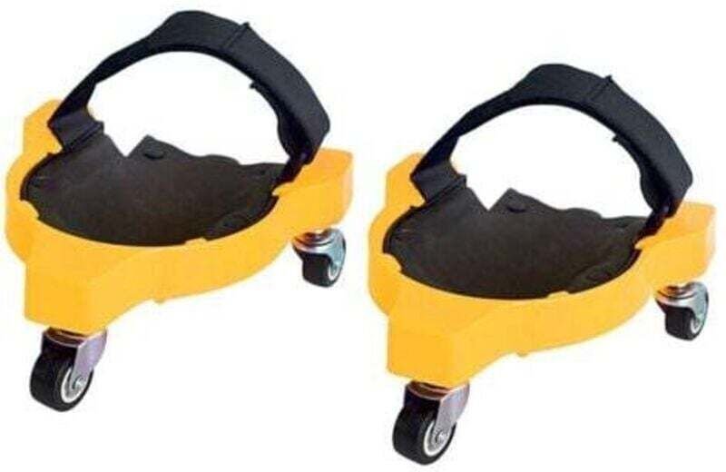 Un ensemble de genouillères flexibles à deux roues, adaptées aux travaux de jardinage et aux chantiers de construction.