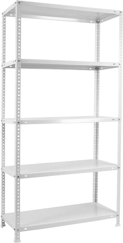 Simon Rack Metallregal 2000x1000x400 mm, 5 Fachböden, 100 kg de Biegestelle, mit Schrauben, Lagerregal, White - Comfort