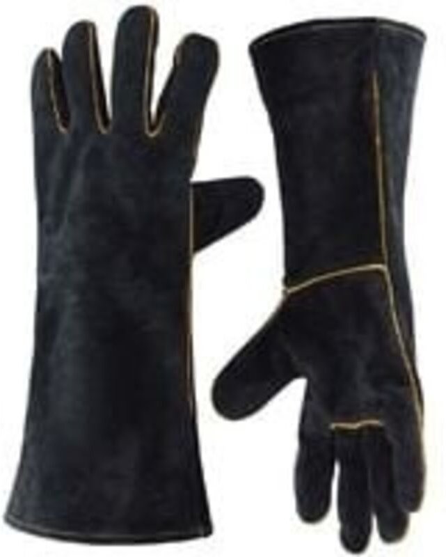 Schweißerhandschuhe aus Leder, hitzebeständig bis 500 °C, Hochtemperatur-Arbeitshandschuhe zum Schweißen, Grillen, Koche...