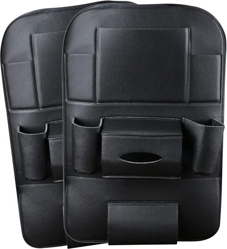 2er-Pack Auto-Organizer aus PU-Leder, Rücksitzschutzbezug, Trittschutzmatte für den Rücksitz mit Halterung für 10,1" iPa...