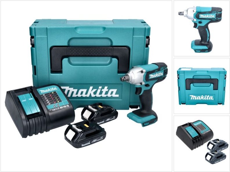 Makita DTW 190 SYJ Akku Schlagschrauber 18 V 1/2" 190 Nm + 2x Akku 1,3 Ah + Ladegerät + Makpac