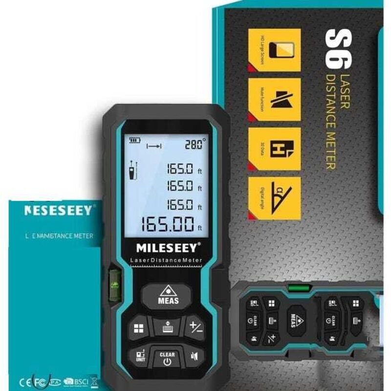 Laser Entfernungsmesser 50m – Digitaler Abstandsmesser mit Winkelanzeige & Pythagoras Funktion