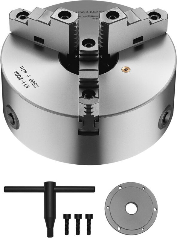 Mophorn - 3-Backen-Drehfutter, φ200 mm, Spannfutter mit 57,15-mm-8-Gewinde-Trägerplatte, Spannbereich 4-200 mm, inklusiv...