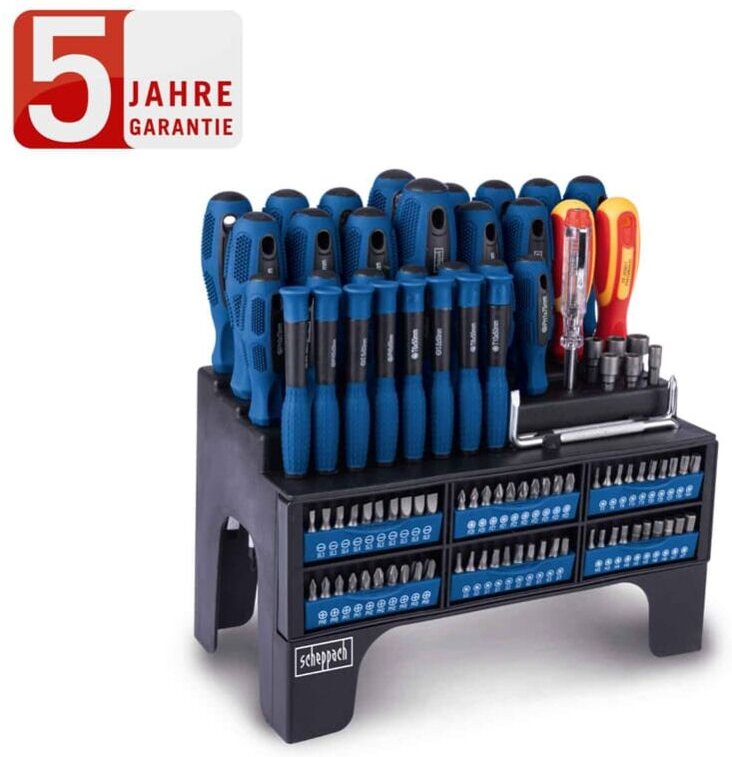 Scheppach - Schraubendreher Set 100-teilig CrV Stahl mit magnetischer Spitze vde