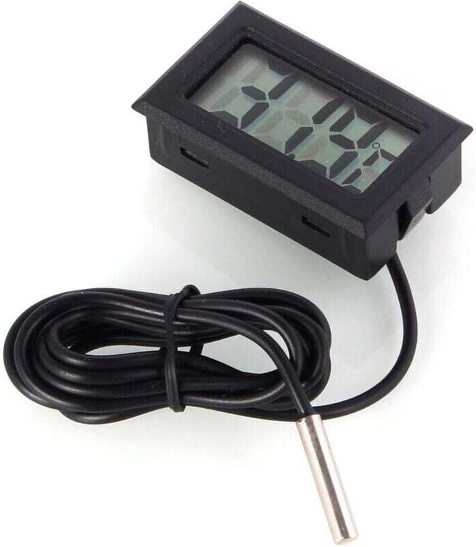 Digitales LCD-Thermometer mit externer Sonde für Kühlschrank, Gefrierschrank und Aquarium – Schwarz