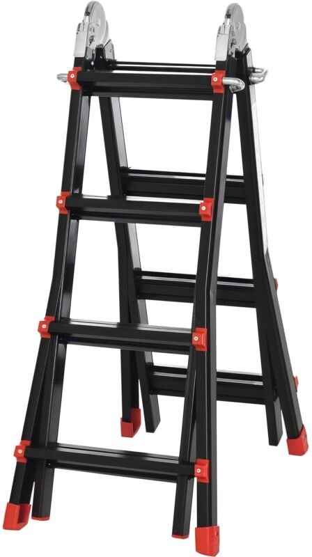 Teleskopleiter Klappleiter, 4m Aluminiumleiter Rutschfester Aluleiter A-Rahmen Teleskop Ausziehleiter bis 150 kg Belastb...