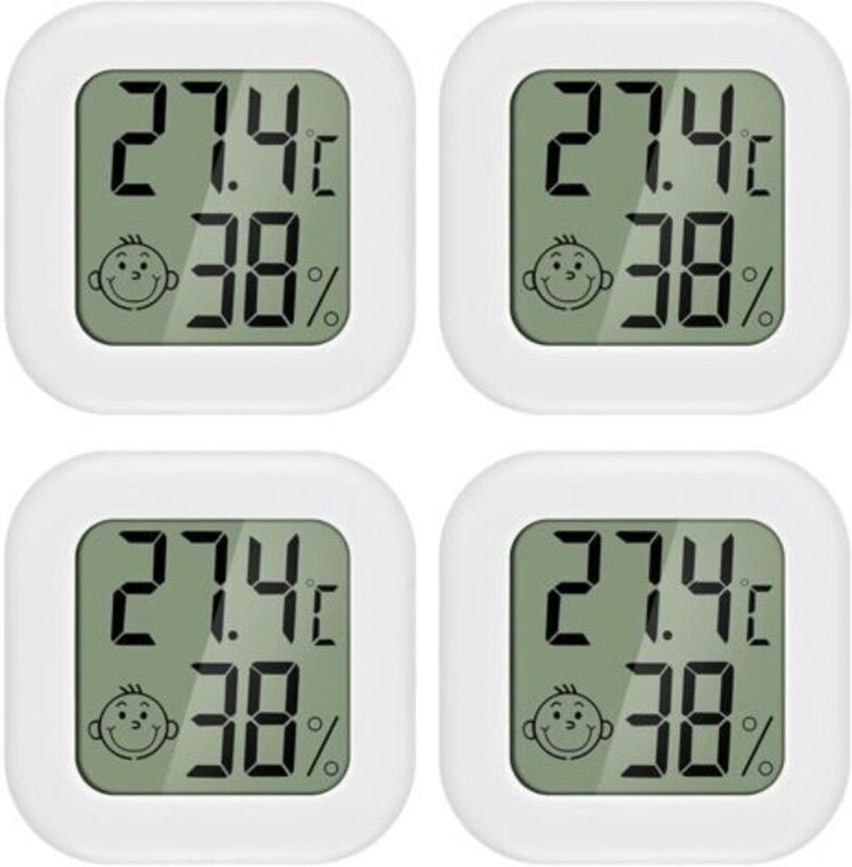 4 Stück Mini LCD Thermometer Hygrometer Innenraum Termometer Haus Geeignet für Kinderzimmer, Zimmer von älteren Menschen...