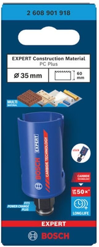 Bosch EXPERT Lochsäge Construction Material Power Change Plus, 35 x 60 mm