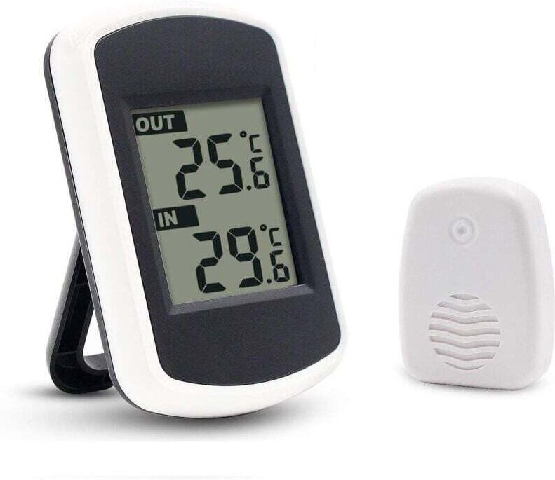 Kabelloses digitales LCD-Thermometer für den Innen- und Außenbereich mit Mini-Umgebungstemperatursensor. Präzises Wetter...