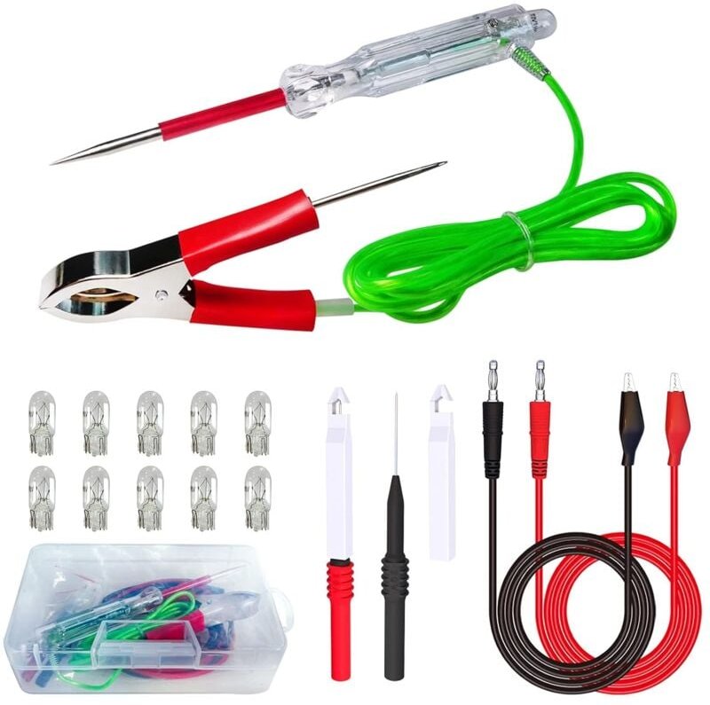 Kfz-Stromkreistester-Kit, Messleitungs-Kit, Prüflampe, 3–24 V Spannungsprüfer, Krokodilklemmen mit zwei Sonden, bidirekt...