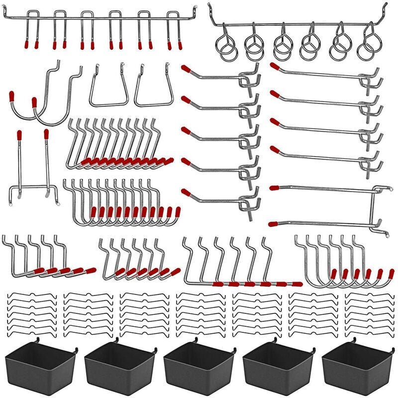 114 Stück Stecktafel-Regal-Set, Stecktafel-Haken, Zubehör, Stecktafel-Haken-Sortiment mit Stecktafel-Behältern, Stecksch...