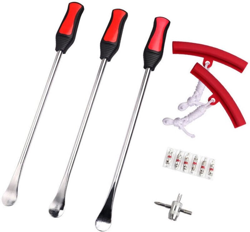 SHINING HOUSE util Reifenheber, 3 Löffel, pneumatischer Werkzeughebel mit 2 Felgenschutz für Auto, Motorrad, Fahrrad