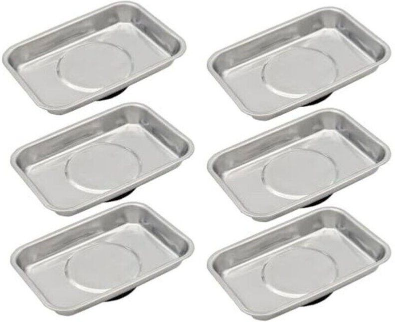 6-teilige Magnetablage, 95 x 65 mm, aus Edelstahl, für Schrauben, Bohrer und Nägel, mit Hochleistungsmagneten, verstärkt...