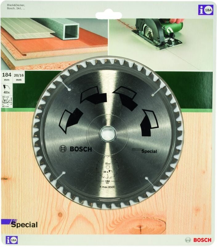 Kreissägeblatt special d 184 mm Durchmesser 16 mm z 48 Bosch 2609256890