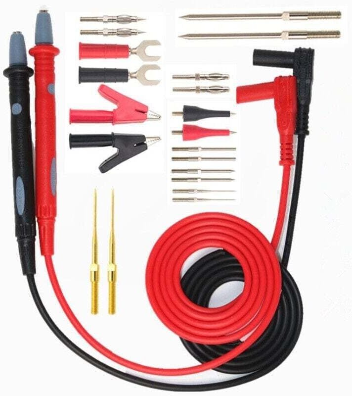 Kit de Fils de Test Multimètre avec Pinces Crocodiles Sondes Broches et Extensions 22 Pièces