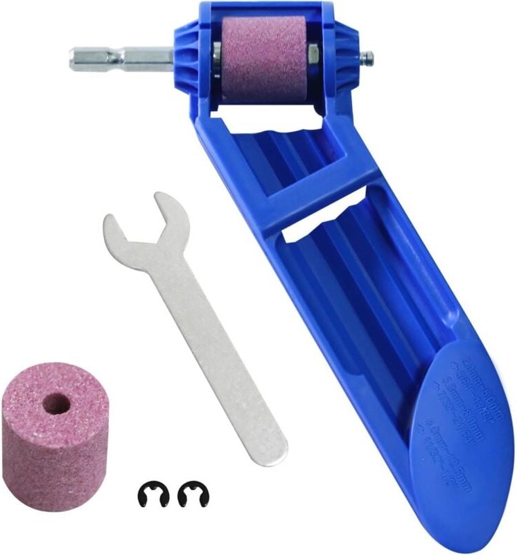 Tragbarer Bohrer-Schärfer – Elektrische Diamantschleifscheibe für Bohrer von 2 bis 12,5 mm – Schnelles Schärfen, Blau – ...