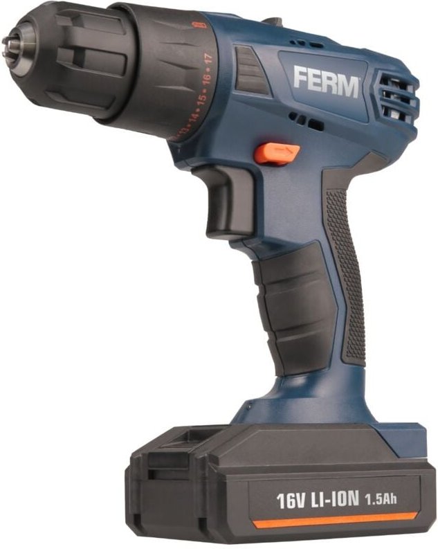 FERM – Akku-Bohrmaschine – 16V – 1,5Ah – mit LED-Arbeitslicht