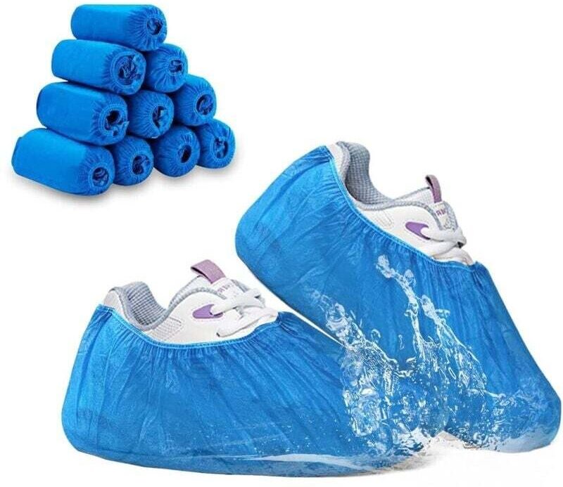 Packung mit 100 Einweg-Überschuhen, rutschfeste Vlies-Überschuhe, fleckenabweisend, wasserdicht, atmungsaktiv für medizi...