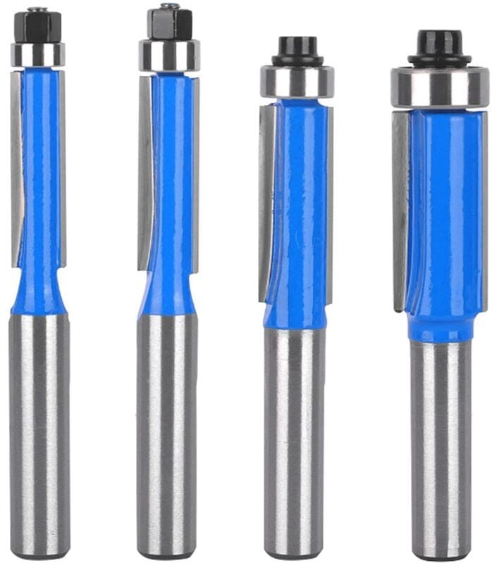 4-teiliges Fräser-Set mit 8-mm-Schaft, Kopierfräser für Holz, Fräser mit oberem Lager, Bündigfräser, für Heimwerker-Schn...