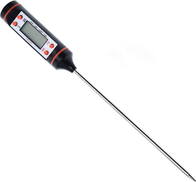 Elektronisches Küchenthermometer zum Grillen, für Öl, Milch und Barbecue, Edelstahlsonde, schwarz, 1 Stück