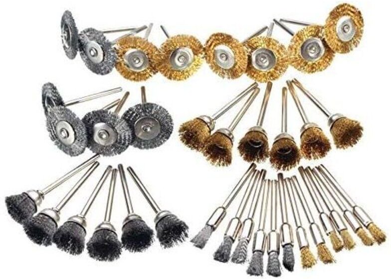 36-teiliges Metallbürsten-Set, Polierbürsten für Messing und Stahl, Drahtbürsten, Polier- und Reinigungsset, Messing-Rot...