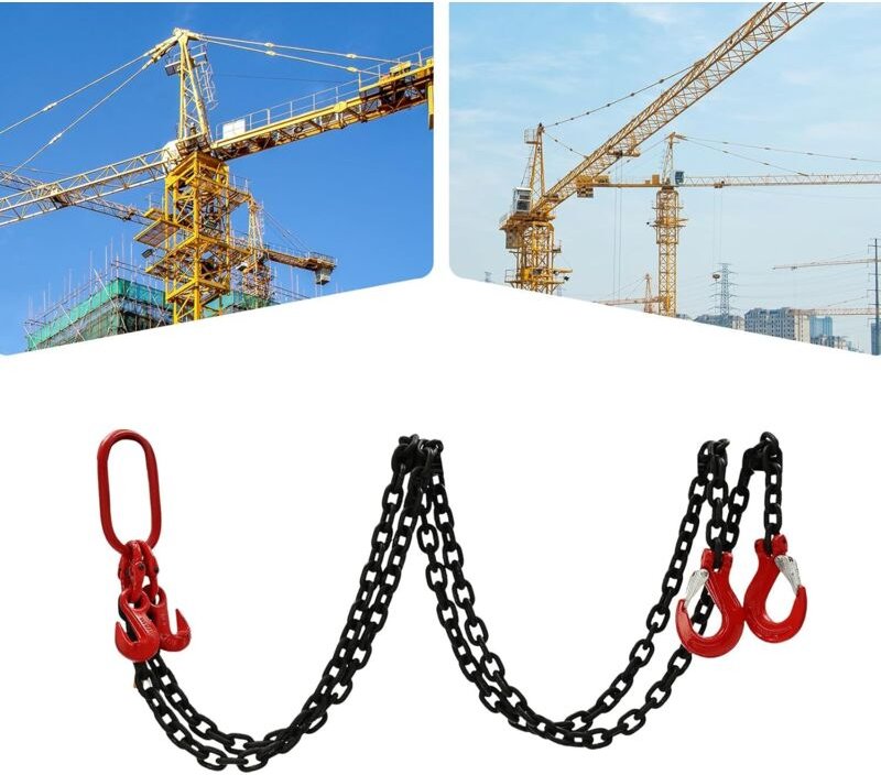 2m Forstkette 2 Strang Hebekette Legierter Stahl Krankette Kettengehänge Anschlagkette Krankette Schleppkette Rückekette...