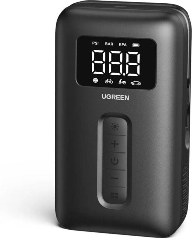 CD259 Luftkompressor mit Akku und LED-Beleuchtung – Schwarz - elektronische Pumpe - Autoreifen/Fahrradreifen