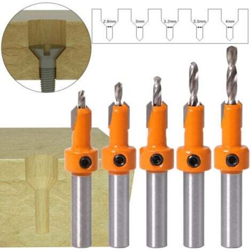 5-teiliges Fräser-Bohrer-Set, 8-mm-Holzbohrer-Set, Holzbearbeitungswerkzeuge, Bohrlöcher