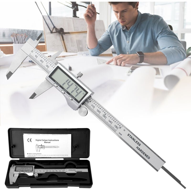 Messschieber Digital, Ultrixe 150 mm Schieblehre Digital Edelstahl, Elektronik Messschieber Messwerkzeuge, LCD-Display, ...
