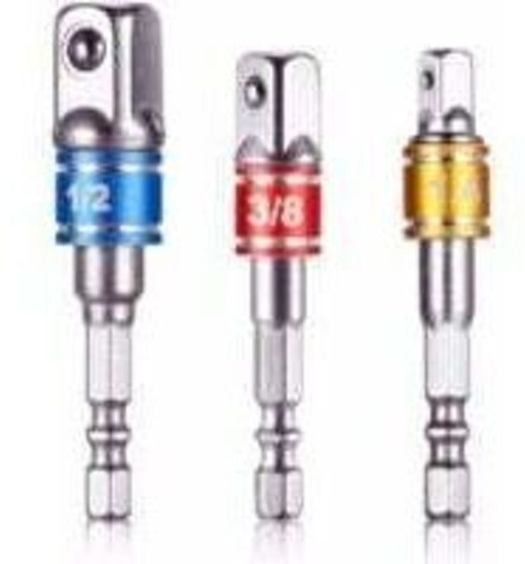 Vierkant-Antriebsadapter für Bohrmaschinen/Schlagschrauber. Set mit 3 Vierkant-Antriebsfutteradaptern 1/4", 1/2", 3/8" a...