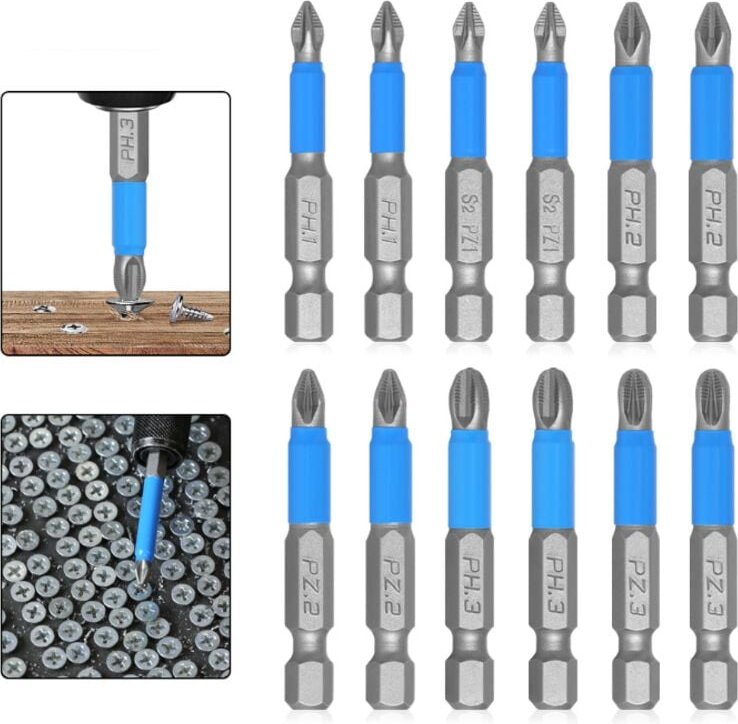 Thumbnail - 12 Stück S2-Stahl Magnetische Schraubendreher-Bits 1/4 Schaft Schraubendreher-Bits Sechskant 50 mm Magnetischer Schraube...