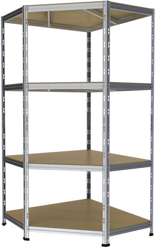 Werkstattregal eckig Stahl Rivet 180 x 90 cm 4 Holzböden 1000 kg