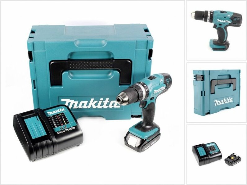Makita DHP 453 SA1J Akku Schlagbohrschrauber 18 V 42 Nm + 1x Akku 2,0 Ah + Ladegerät + Makpac