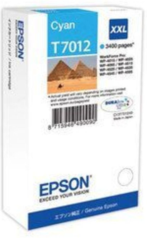 Epson Tintenkartusche WorkForce Pro WP4000/4500 series, C13T70124010, cyan, 3400 (C13T70124010)