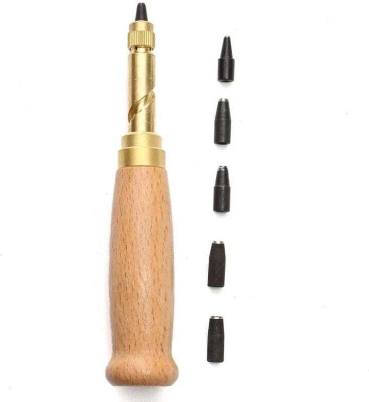 Automatisches Lederlochwerkzeug, Schraublocher für Leder, verstellbarer Schraubahle, automatisches Gürtellochwerkzeug, 5...