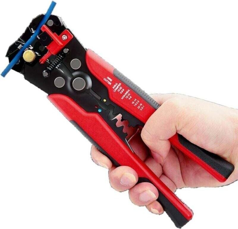 Pince à dénuder auto-ajustable 5 en 1, pince à sertir multifonctionnelle, peut être utilisée pour dénuder, sertir et cou...