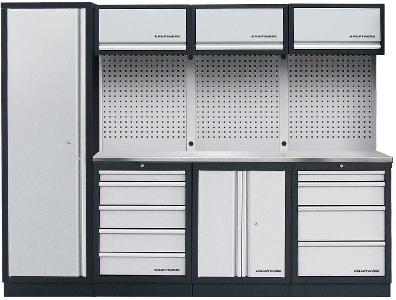 MOBILIO 4er Komplett-Kombi mit Lochwand, Edelstahl 430