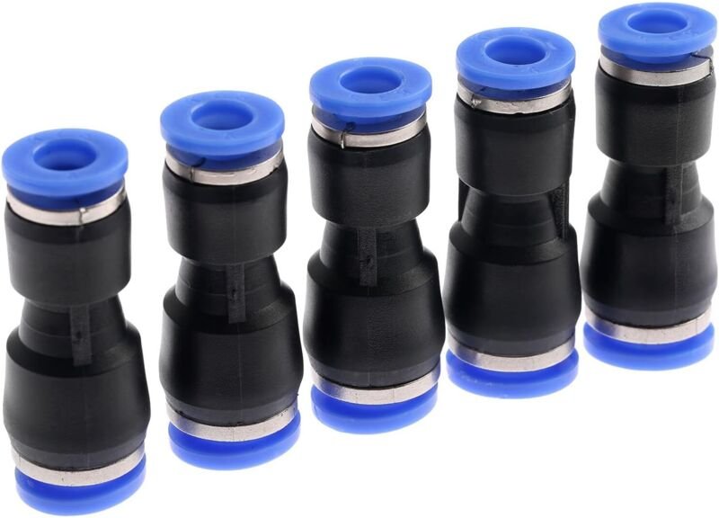 5 Stück pneumatische Steckverbinder, gerade Reduzierstücke, Schnellkupplungen für Druckluft-Gartenschläuche PG8-6