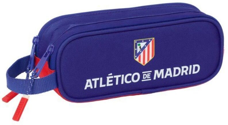 Doppelte Schulmäppchen - Safta - 21x6x8 cm - Rot, Blau, Weiß - Robustes Polyester - Reißverschluss