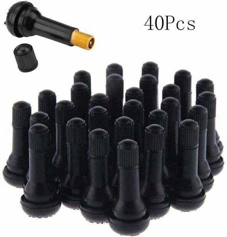 40 Stück Ventilkappen für schlauchlose Autoreifen, TR413-Reifenventile, Gummiventil-Set, Schwarz