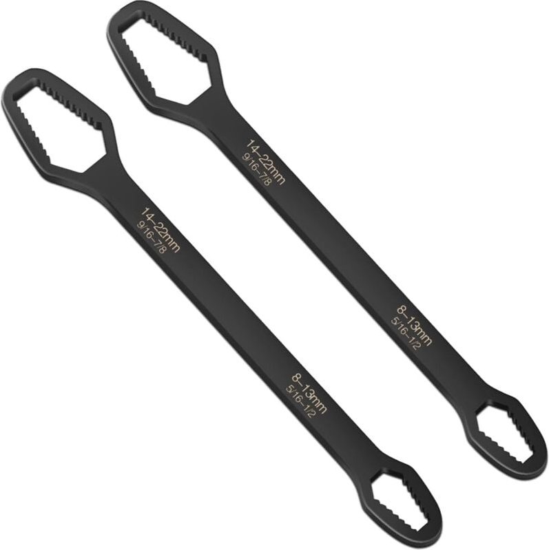 Schwarzer zweiteiliger Universalschlüssel, 8–22 mm Universal-Torx-Schlüssel, verstellbares doppelseitiges selbstsichernd...
