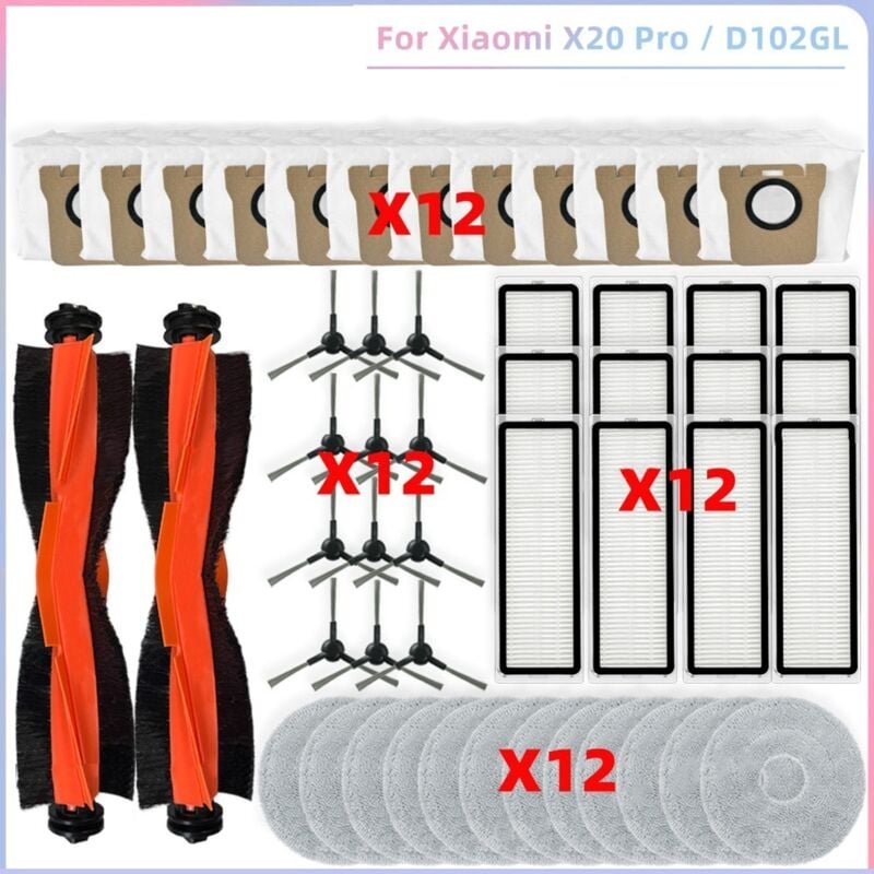 Für Roboterstaubsauger X20 pro / D102GL Teile Hauptseitenbürste