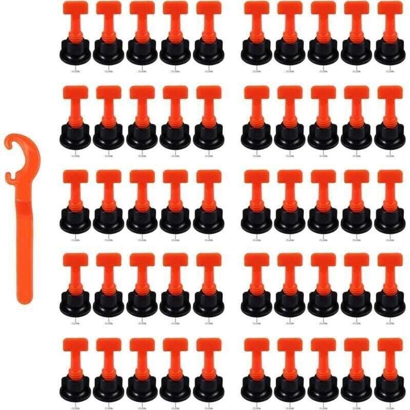 Wiederverwendbares Fliesenverlegesystem – 50 T-Nivellierkeile und 1 Distanzkeil für 2–8 mm / 5–18 mm dicke Keramikwände